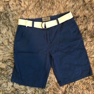 Bright Blue Iron Co Shorts with Belt